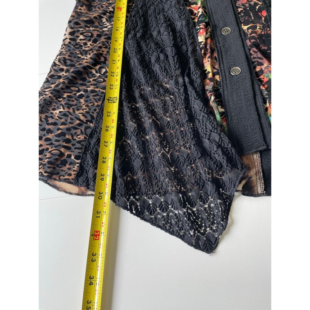 Calessa Tunic Top Sz XL Velvet Burnout Lace Floral Animal Prints Artsy Lagenlook - Picture 12 of 12
